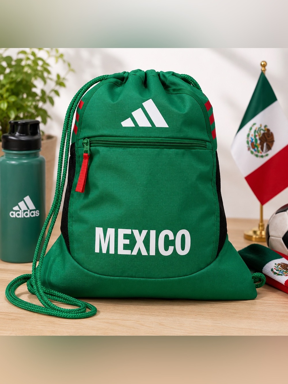 Adidas Mexico Corded Sackpack Drawstring Backpack – Green.